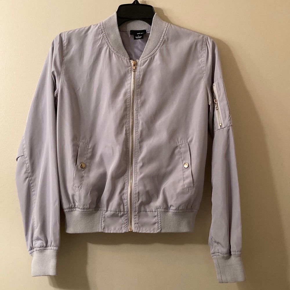 Wet Seal Vintage Satin Flight Bomber Jacket Gray Size: Small